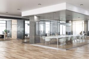 New glass concrete office interior
